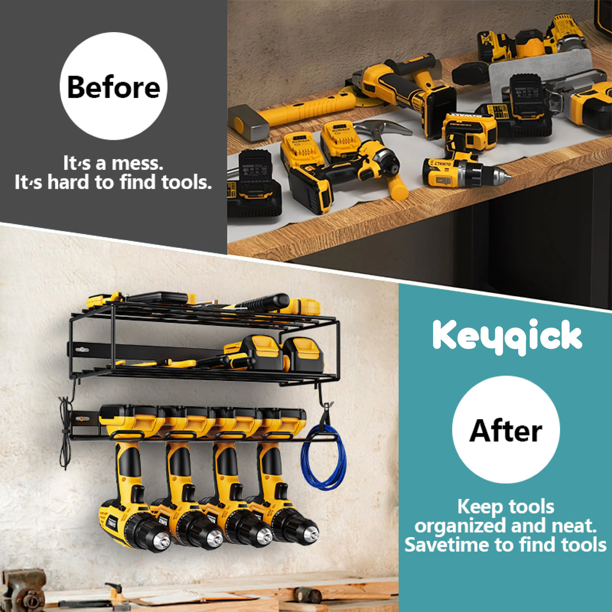 Heavy Duty Metal Wall Mounted Power Tool Storage Rack