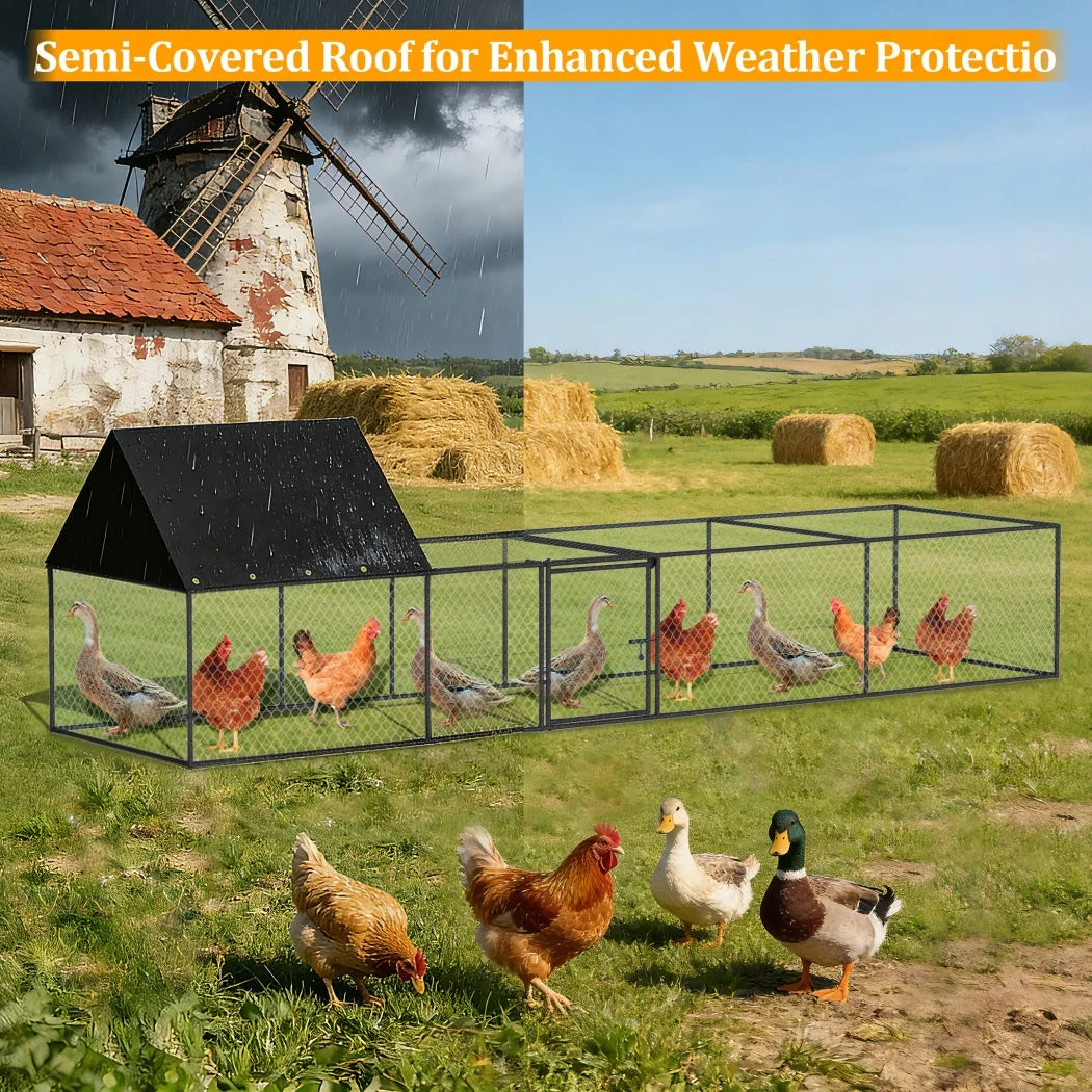 Large Chicken Coop Cage Outdoor Hen Poultry Cage Run Pen Fence Duck House with Nylon Netting Rabbit Hutch Run Nest Pet Cage