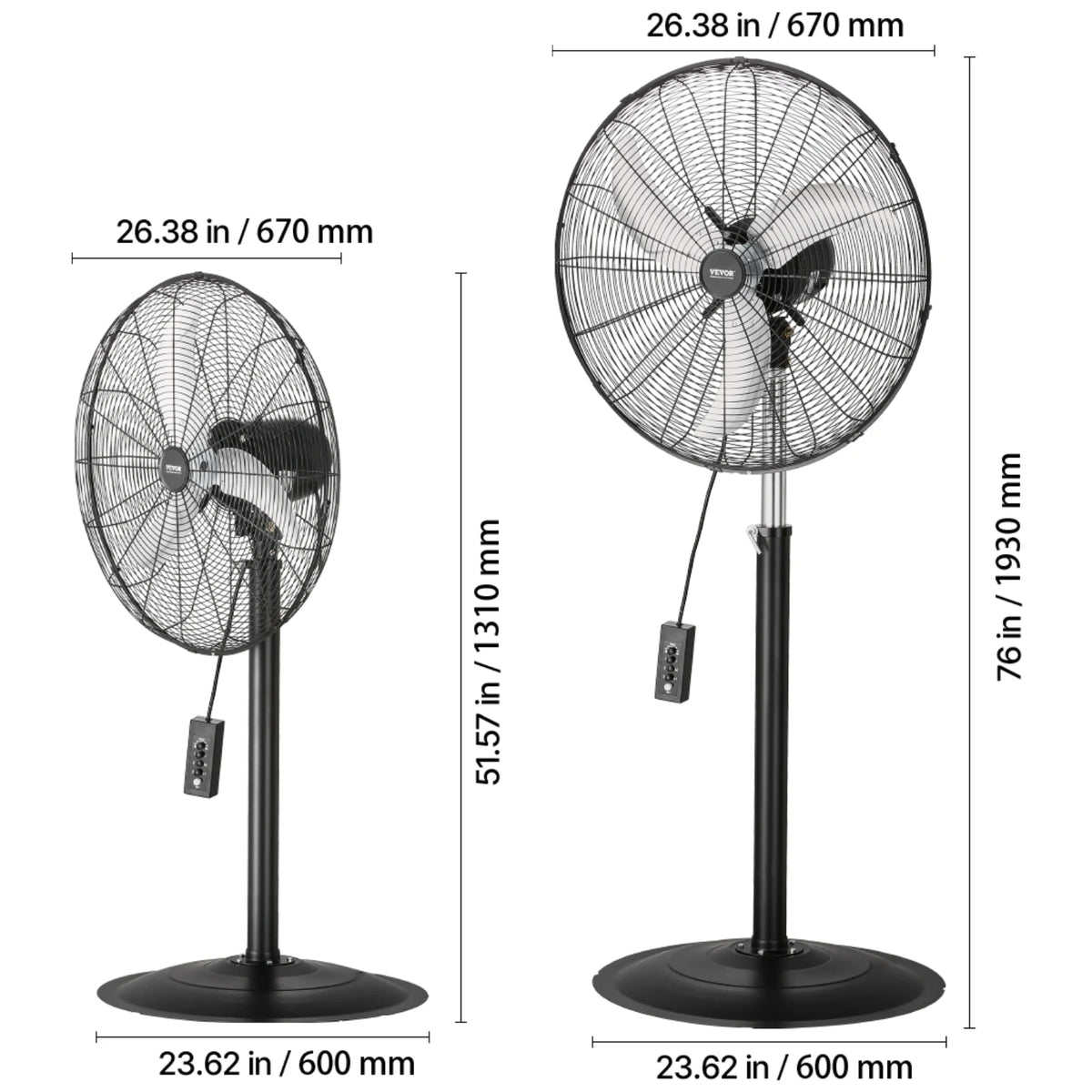 SucceBuy Industrial Oscillating Pedestal Fan With Remote Control