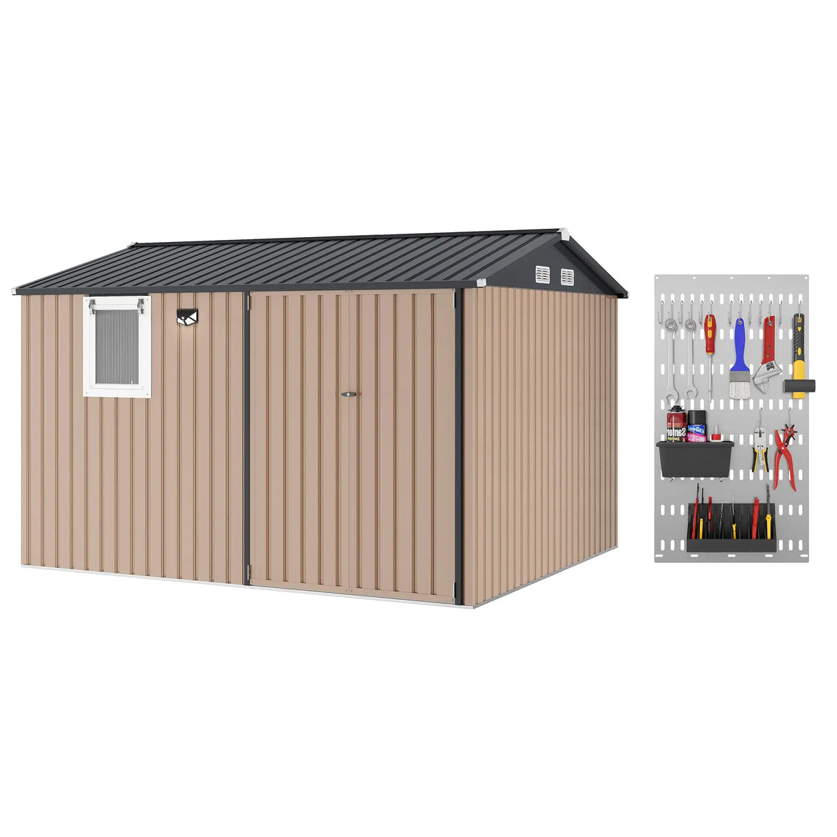 HiMISS Steel Garden Storage Shed Featuring Secure Lockable Doors