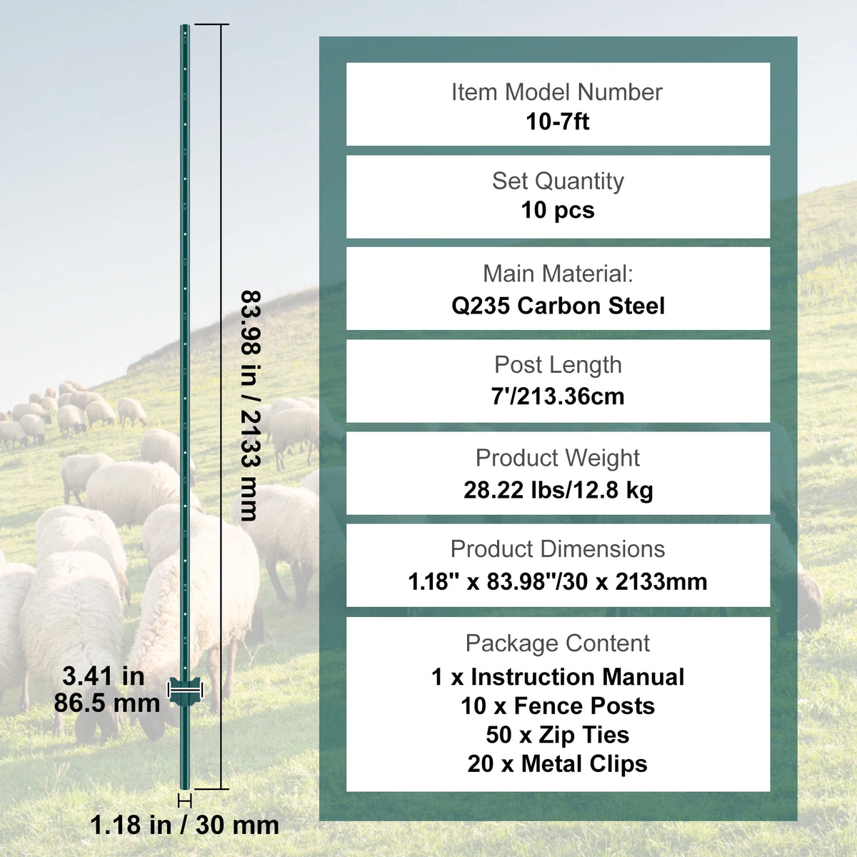 SucceBuy Heavy Duty Carbon Steel T Post Fence Stakes Outdoor