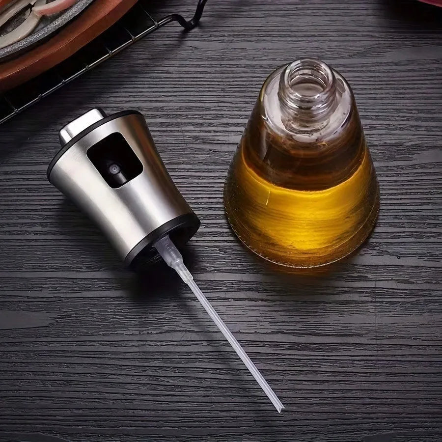 200ml Oil Sprayer Bottle, 304 Stainless Steel Mister & Glass, Drizzling Mist Spray for Kitchen Cooking, with Free Funnel