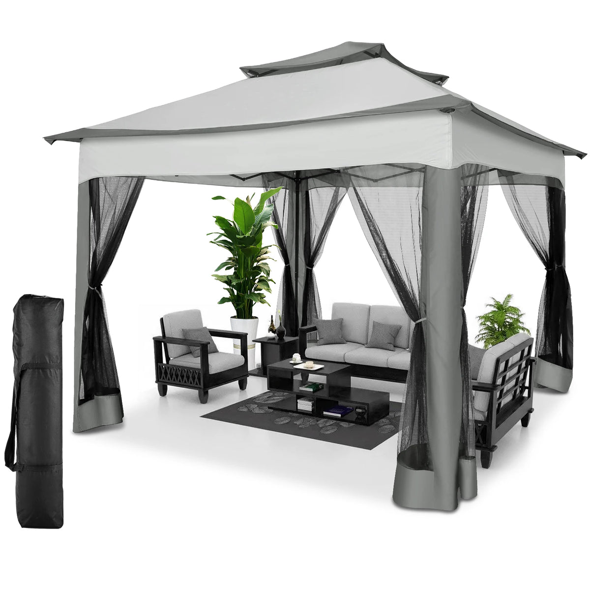 Tooluck Pop Up Canopy With Mosquito Netting And Ventilation