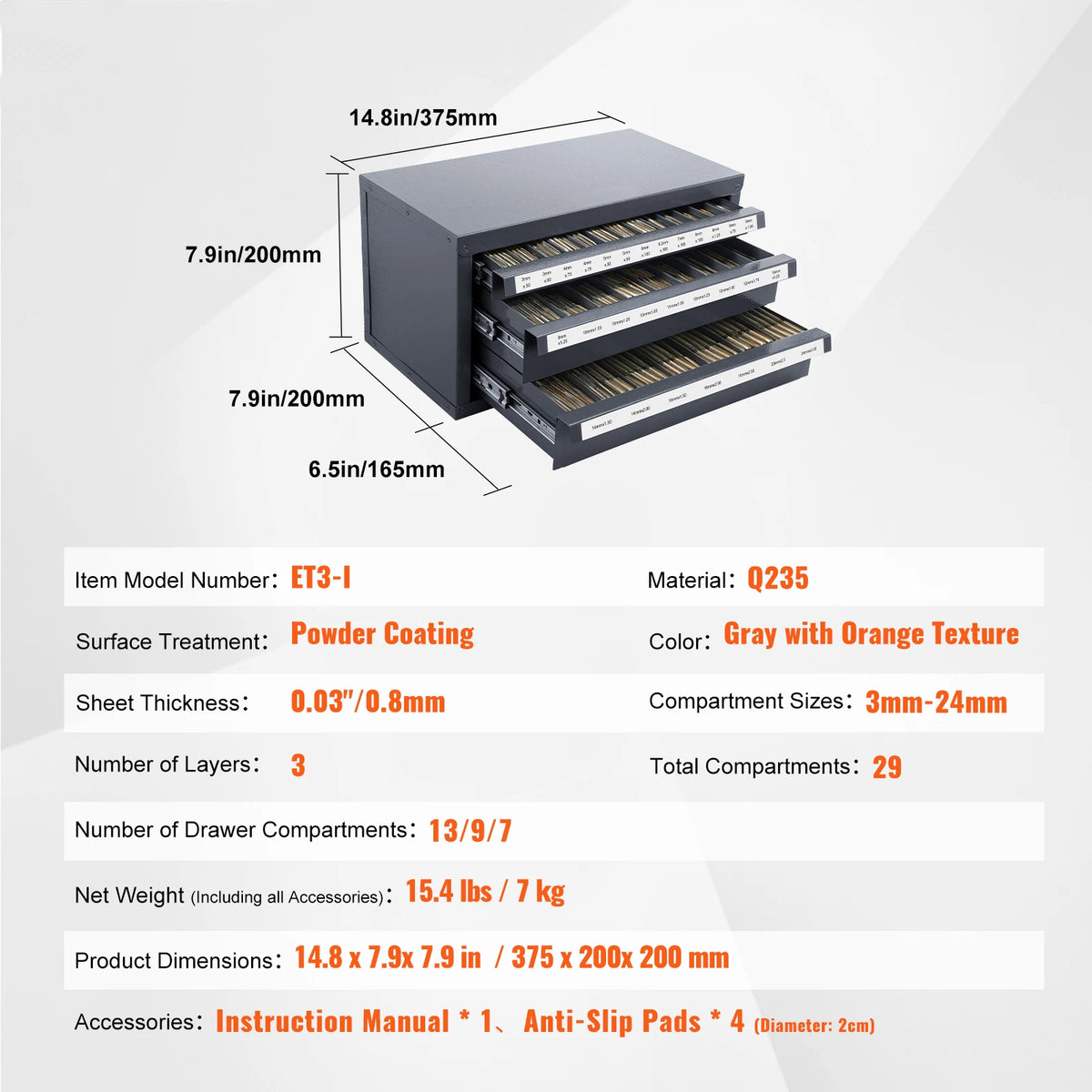 SucceBuy Steel Drill Bit Dispenser Organizer Cabinet With Drawers