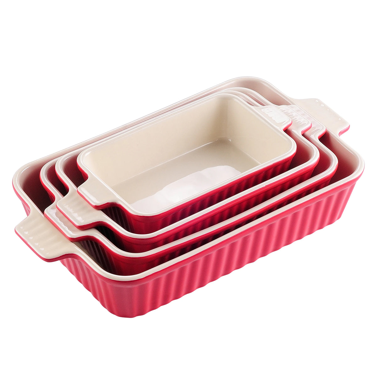 Malacasa Four Piece Ceramic Baking Dish Set For Casserole