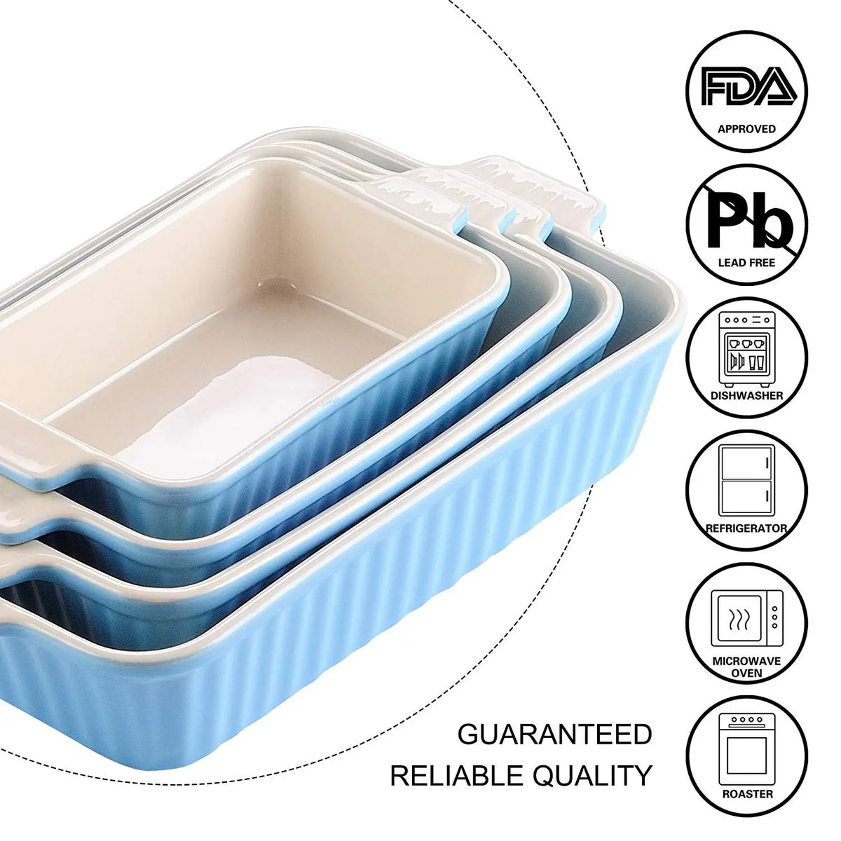 Malacasa Four Piece Ceramic Baking Dish Set For Casserole