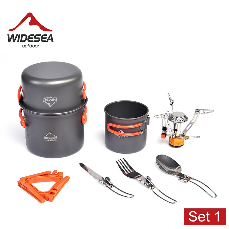 Widesea Camping Cookware Set With Portable Pot And Outdoor Tableware