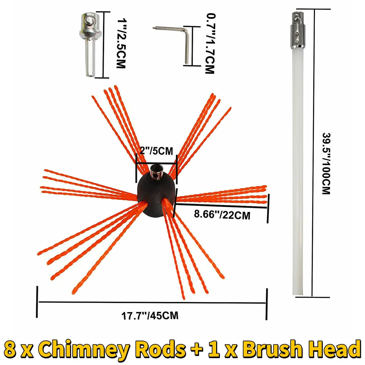 SucceBuy Chimney Sweep Kit With Flexible Rods And Brush Head