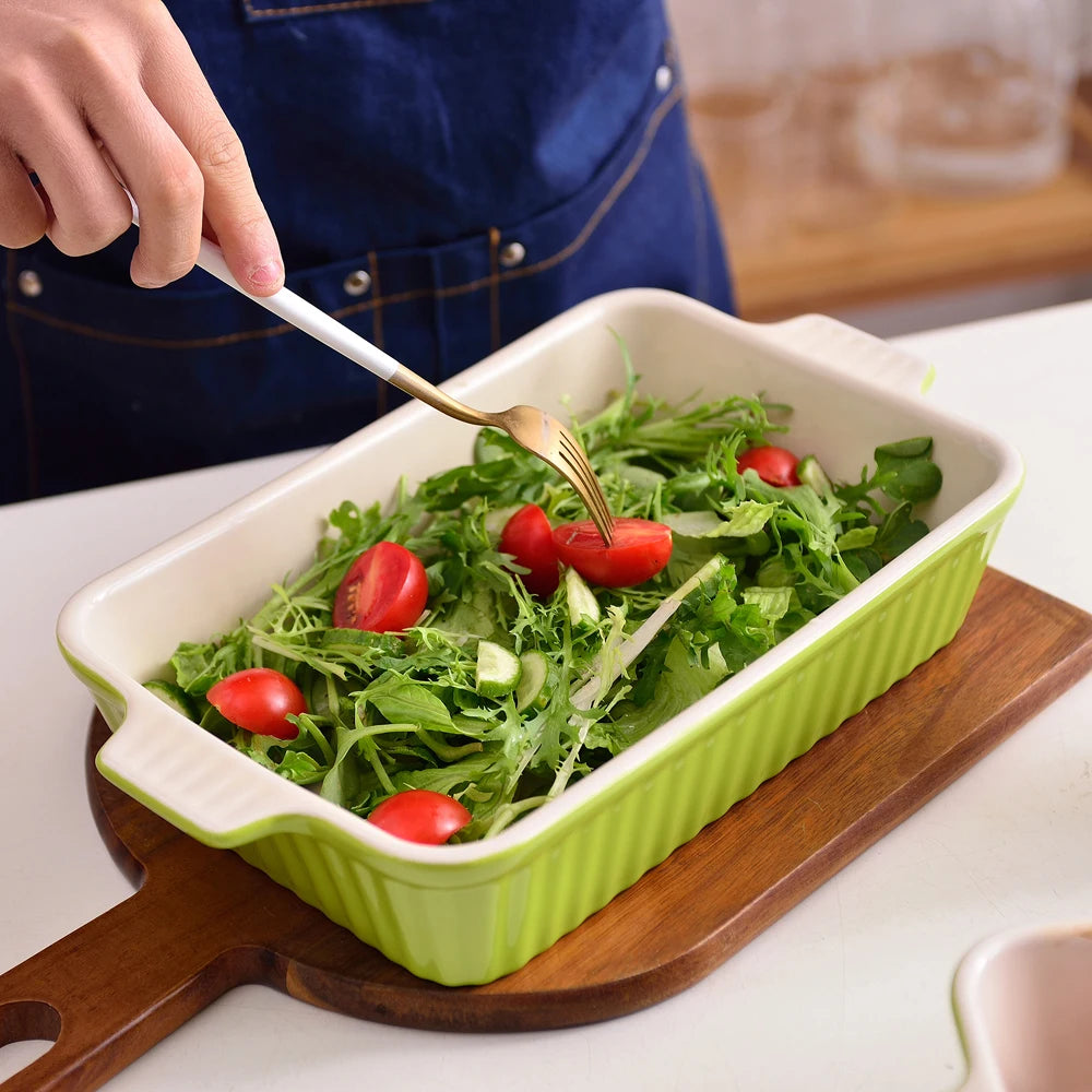 Malacasa Four Piece Ceramic Baking Dish Set For Casserole
