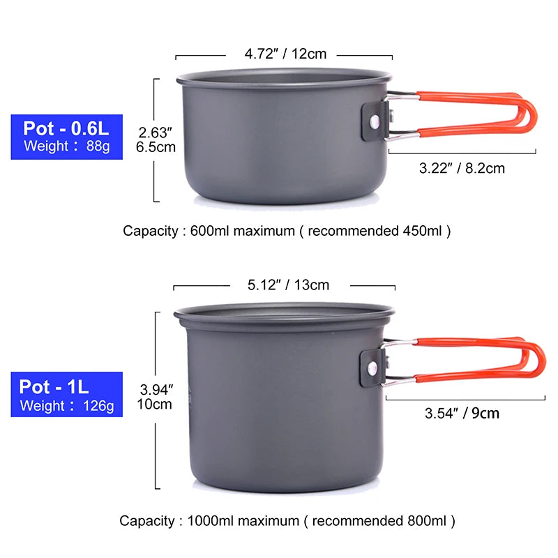 Widesea Camping Cookware Set With Portable Pot And Outdoor Tableware