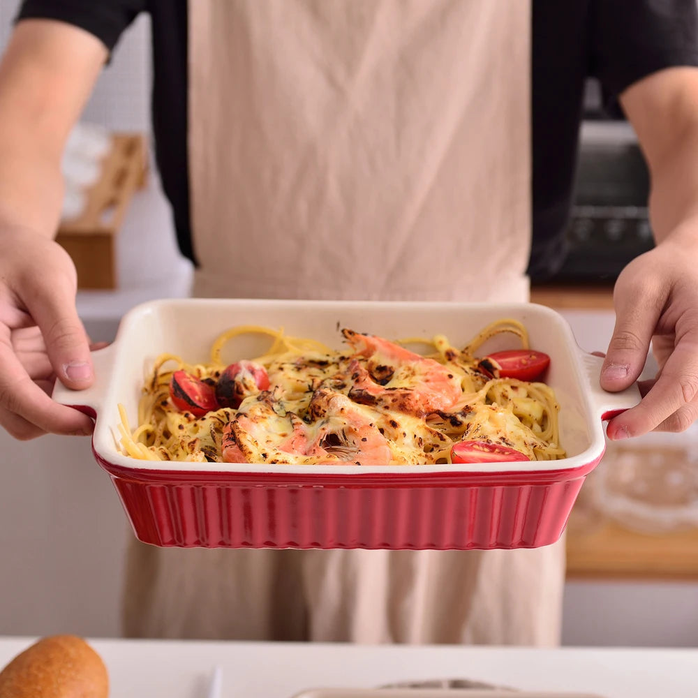 Malacasa Four Piece Ceramic Baking Dish Set For Casserole
