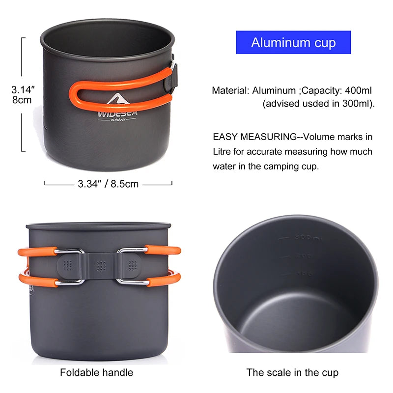 Widesea Camping Cookware Set With Portable Pot And Outdoor Tableware