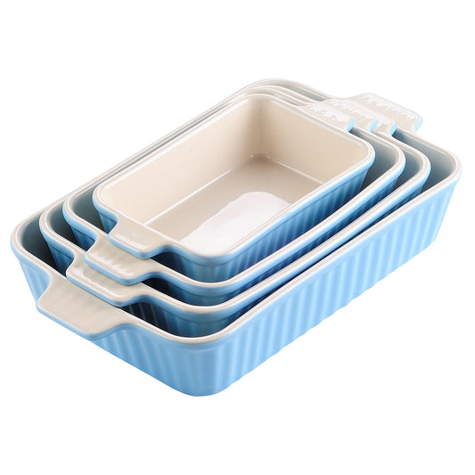 Malacasa Four Piece Ceramic Baking Dish Set For Casserole