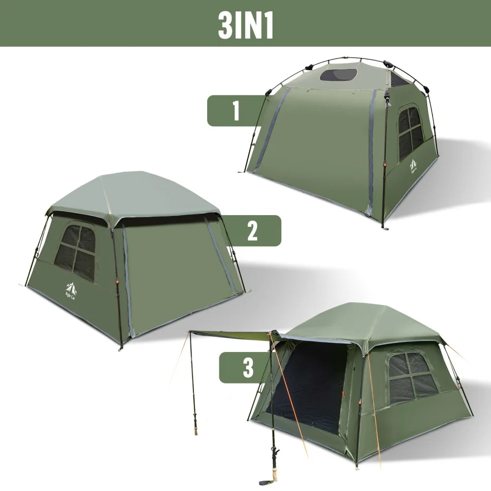 Night Cat Pop Up Blackout Waterproof Camping Tent With Rainfly