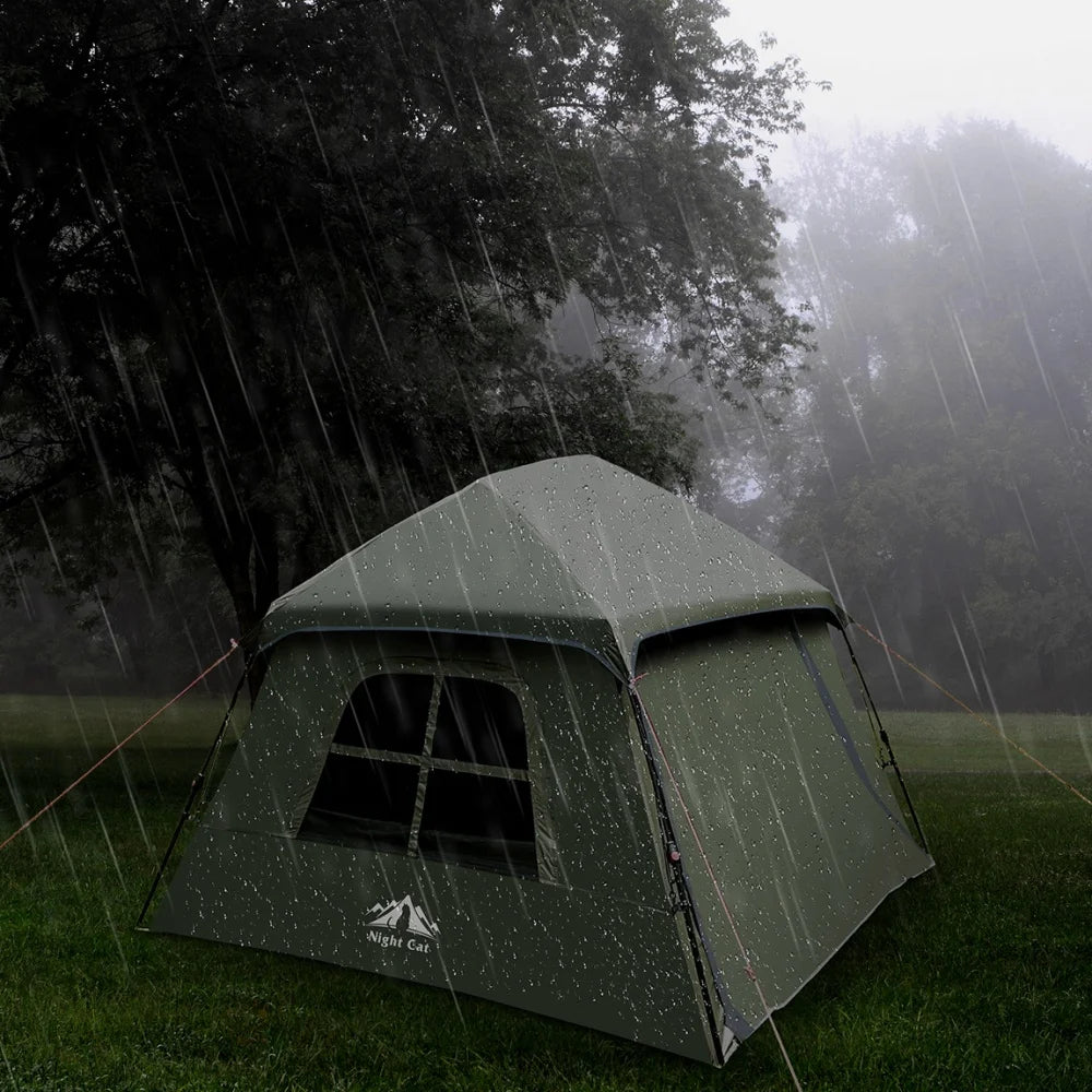 Night Cat Pop Up Blackout Waterproof Camping Tent With Rainfly