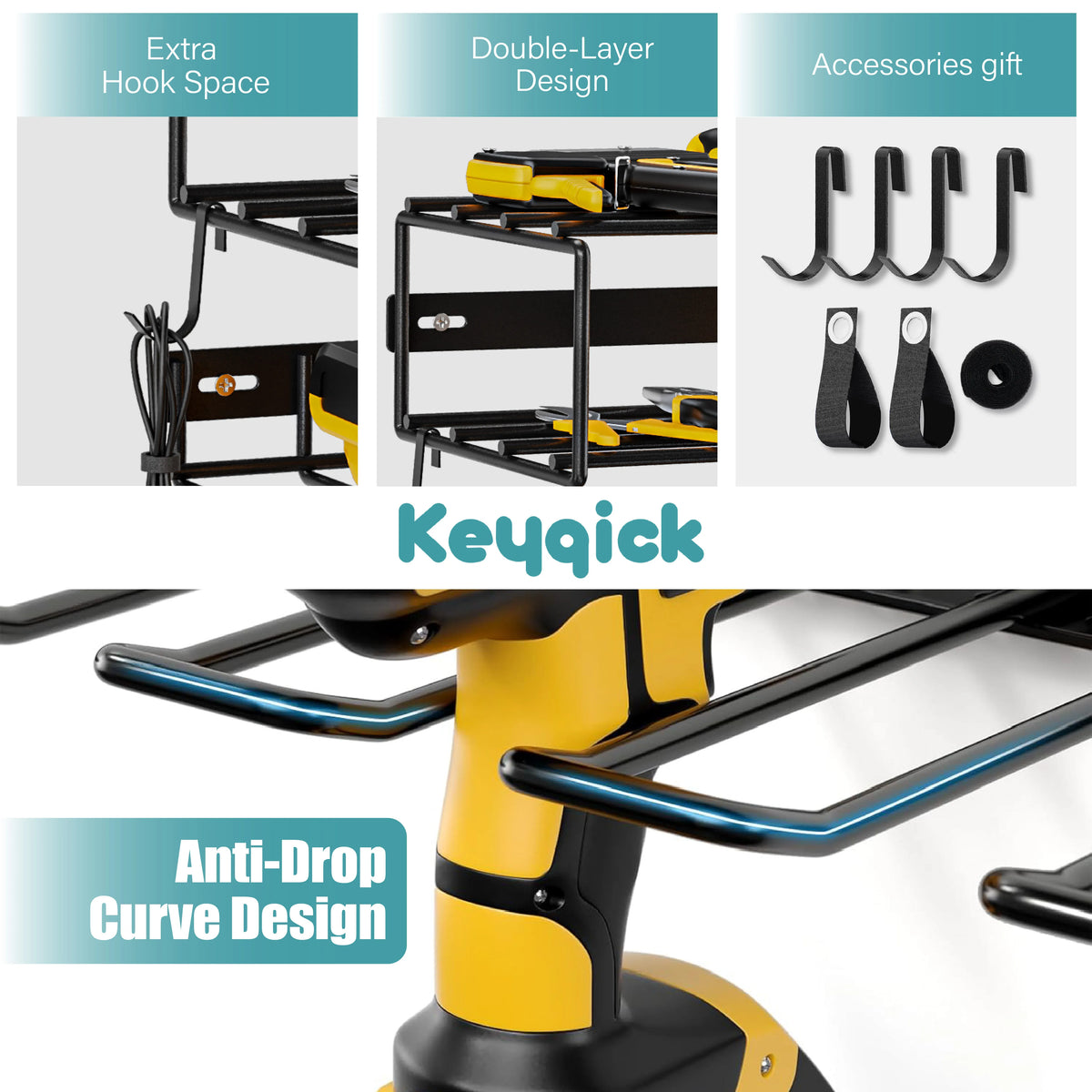 Heavy Duty Metal Wall Mounted Power Tool Storage Rack
