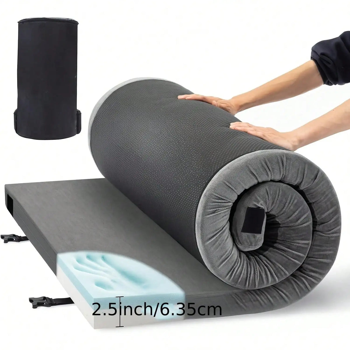 Waterproof Memory Foam Camping Sleeping Pad Roll-Up with Bag