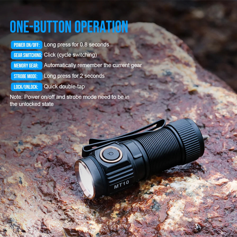 TrustFire MT10 Rechargeable LED Flashlight 1000 Lumens USB C Charging