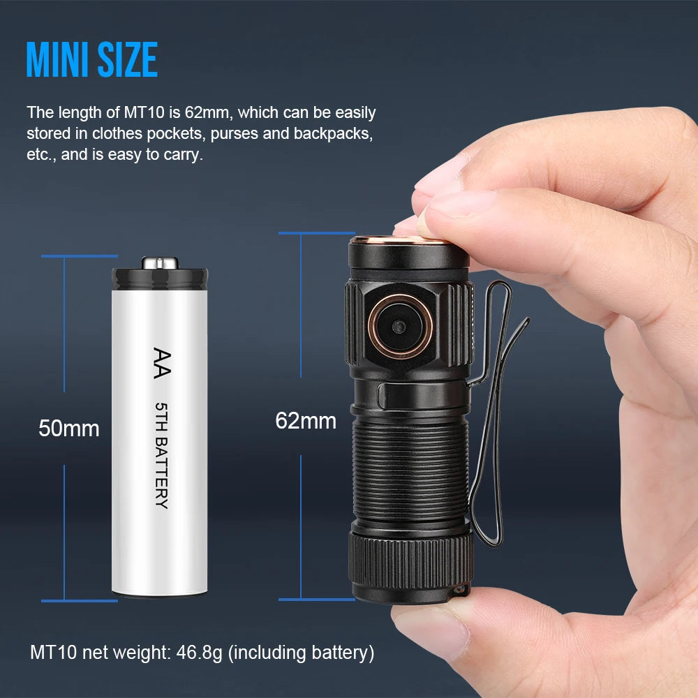 TrustFire MT10 Rechargeable LED Flashlight 1000 Lumens USB C Charging