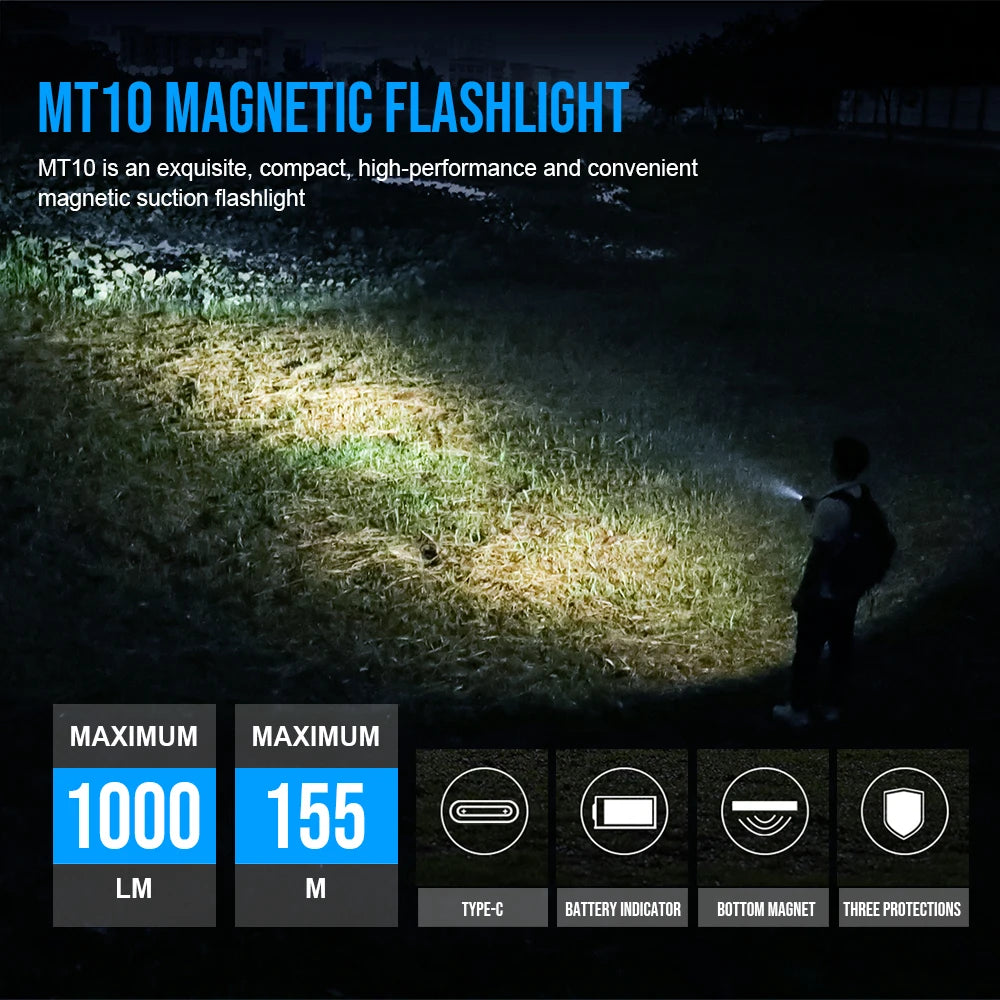 TrustFire MT10 Rechargeable LED Flashlight 1000 Lumens USB C Charging