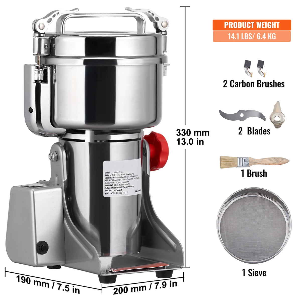 SucceBuy Commercial Electric Grain Mill and Spice Grinder
