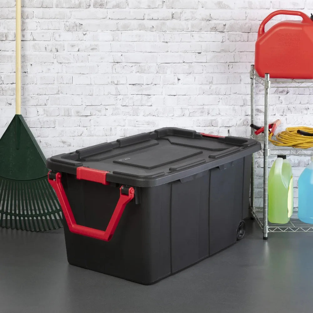 Sterilite Wheeled Industrial Plastic Storage Container For Garage
