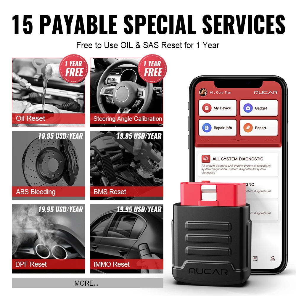 MUCAR BT200 OBD2 Bluetooth WiFi Automotive Diagnostic Scanner