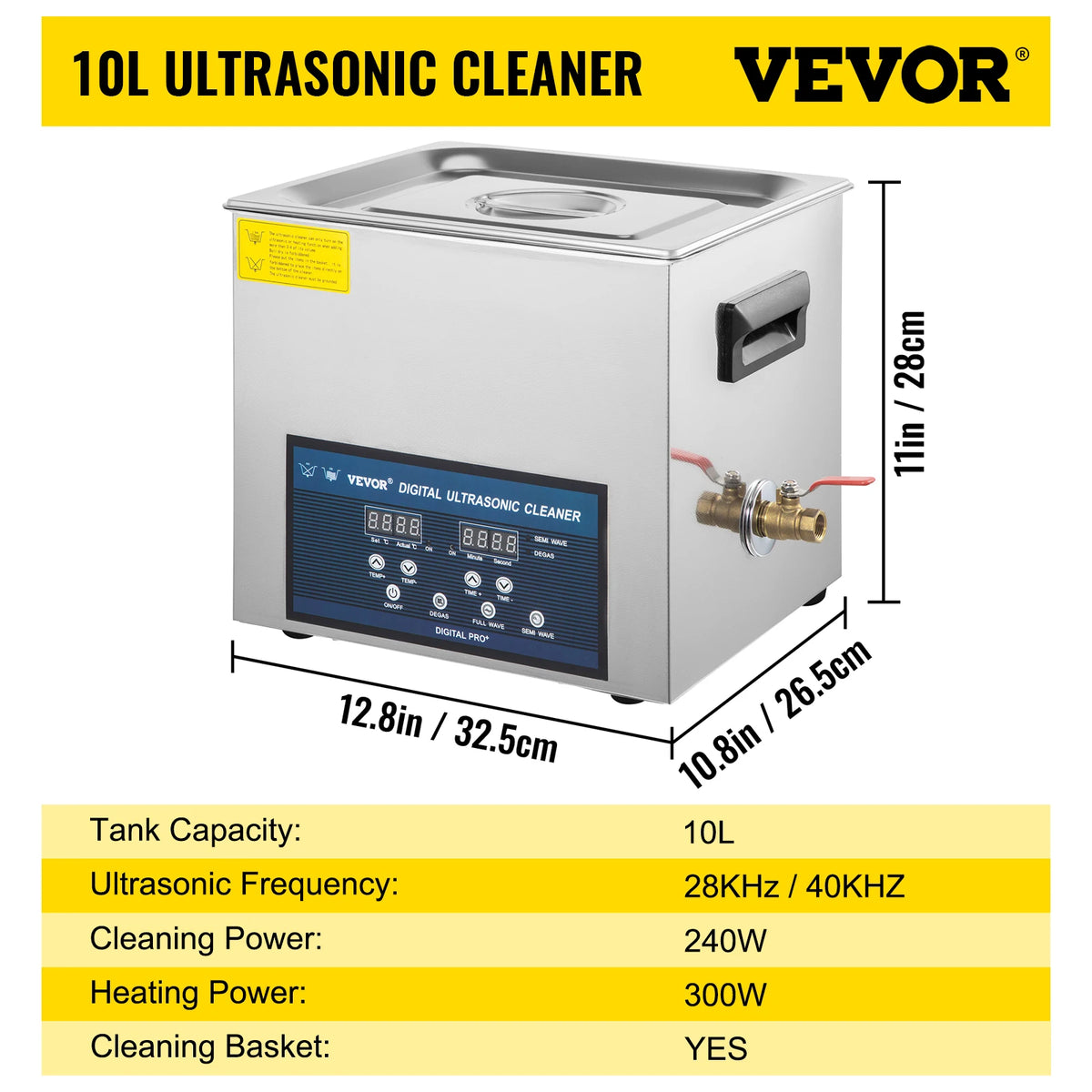 SucceBuy Dual Frequency Digital Ultrasonic Cleaner for Home Appliance Use