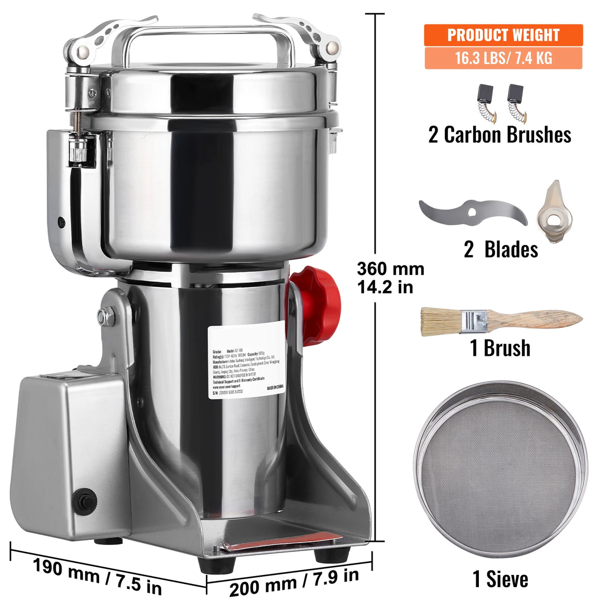 SucceBuy Commercial Electric Grain Mill and Spice Grinder