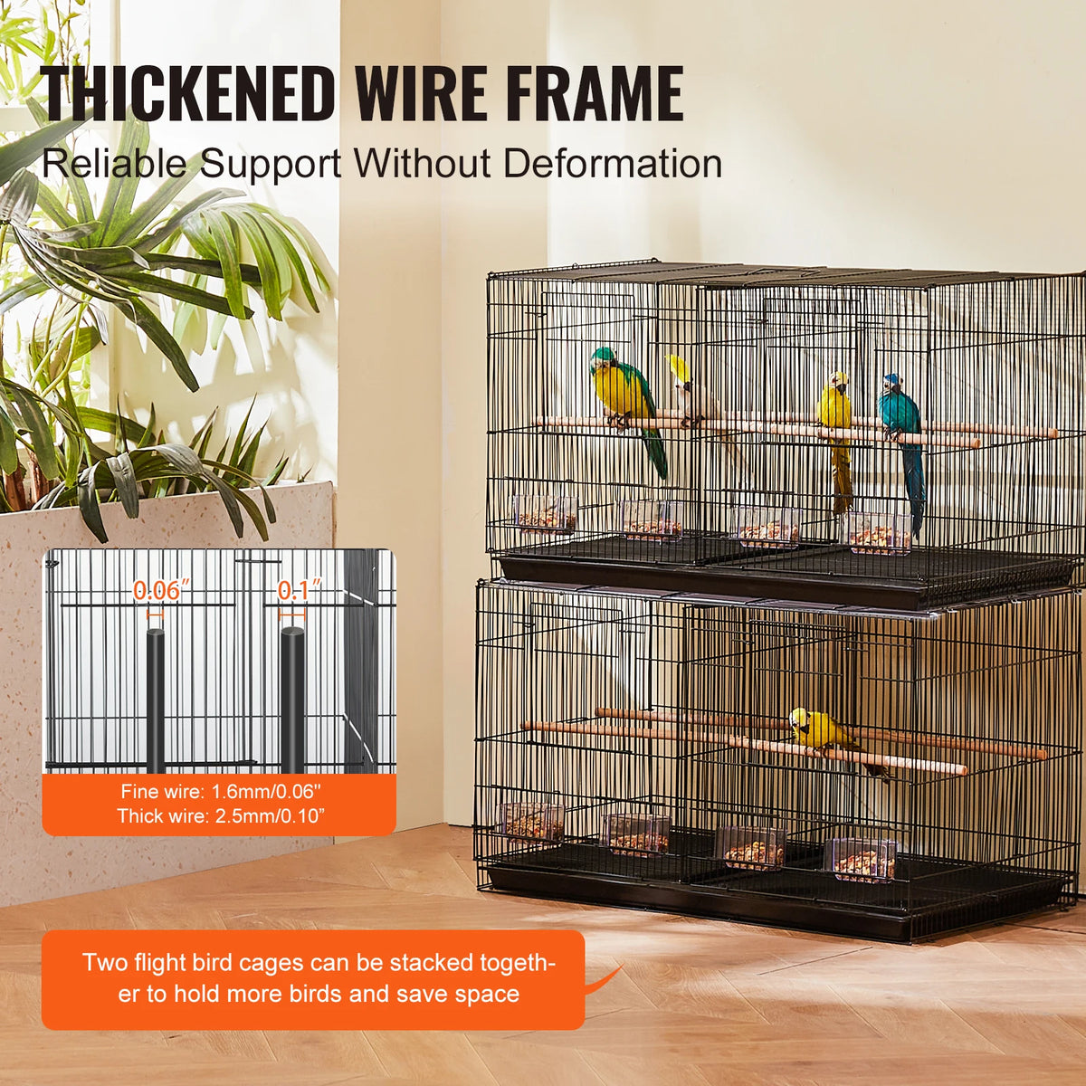 SucceBuy Divided Stackable Travel Bird Cage With Secure Doors