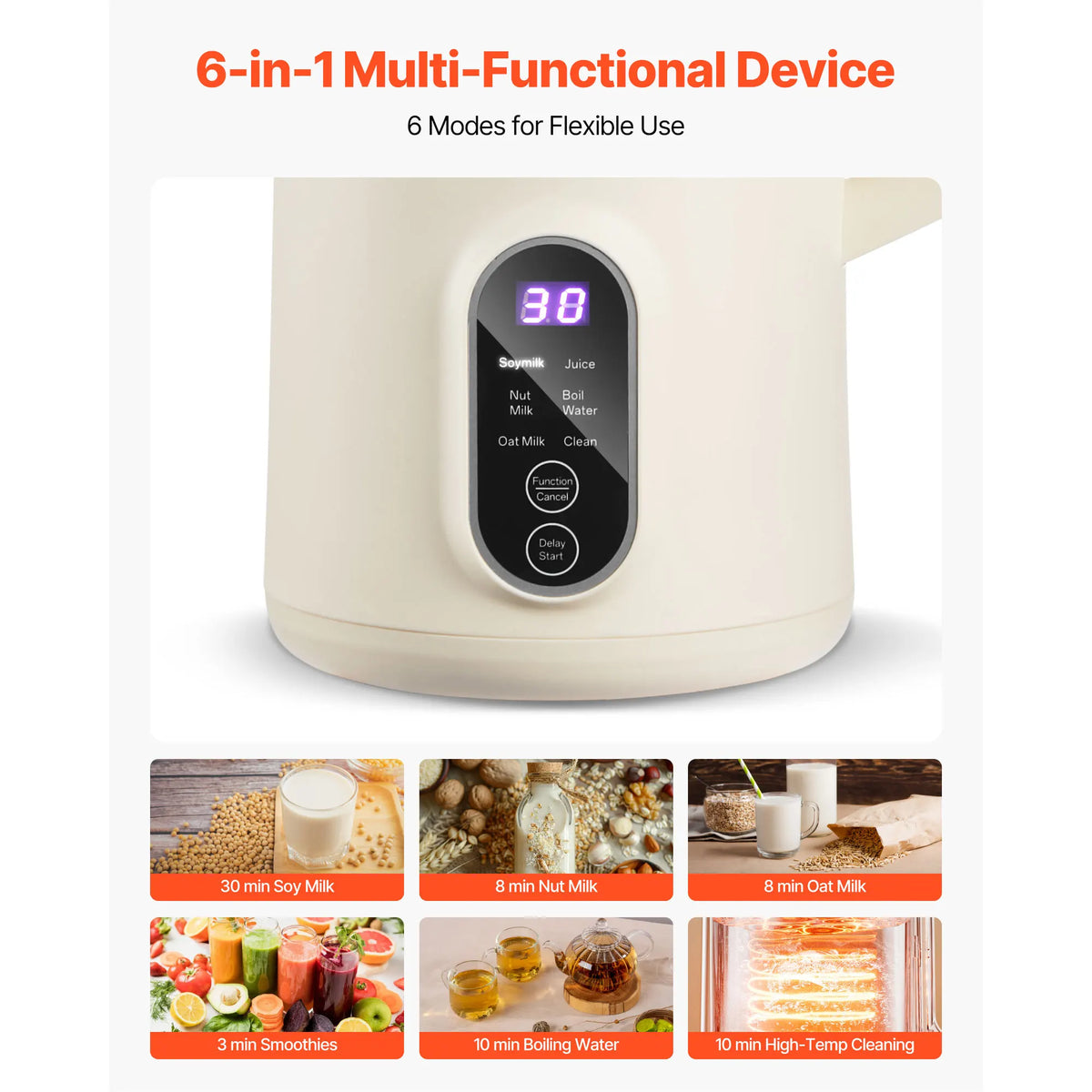 VEVOR 8 In 1 Nut Milk Maker With Self Cleaning Function