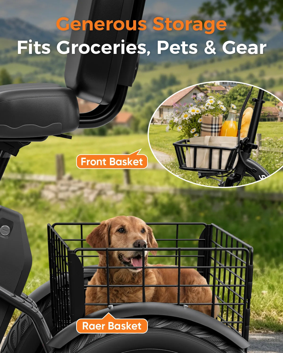 Spacewalk 1200W Peak Power Brushless Electric Trike With Basket
