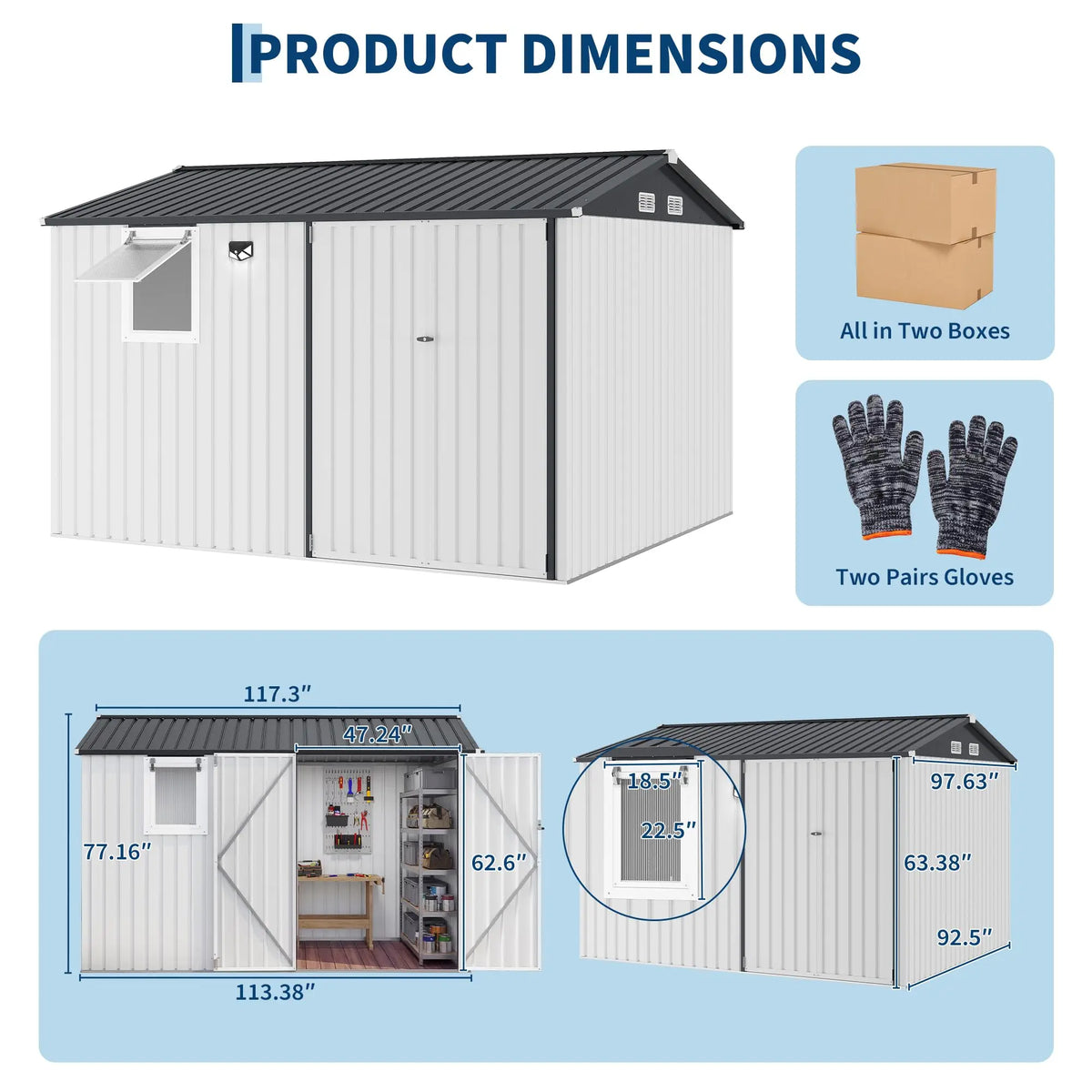 HiMISS Steel Garden Storage Shed Featuring Secure Lockable Doors