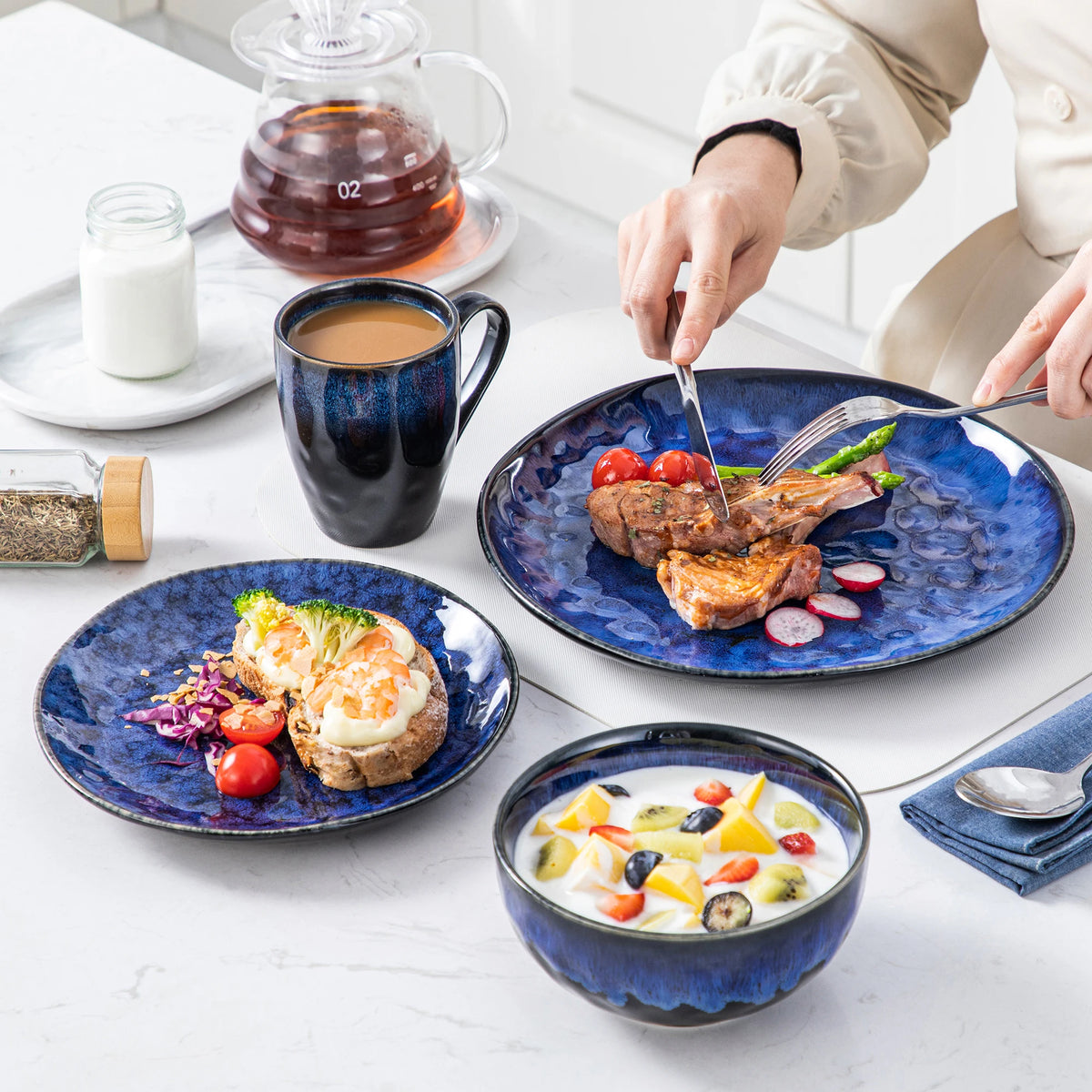 Vancasso Starry Ceramic Dinnerware Set with Plates and Bowls