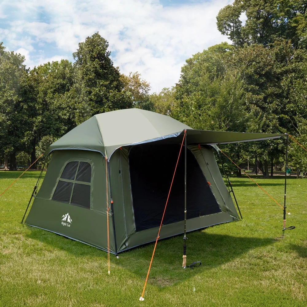 Night Cat Pop Up Blackout Waterproof Camping Tent With Rainfly