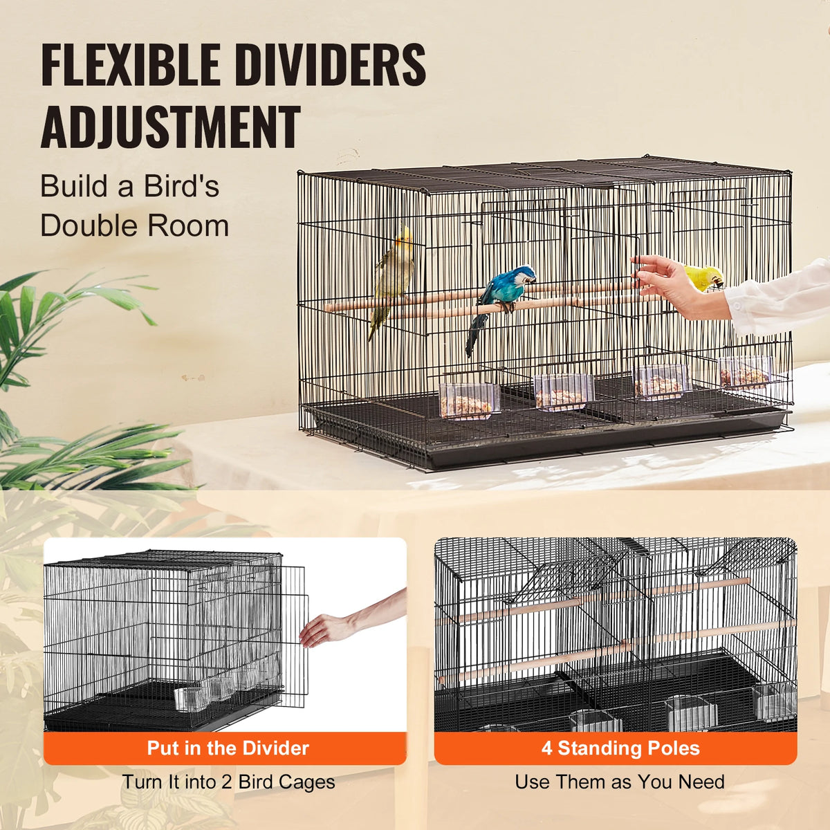 SucceBuy Divided Stackable Travel Bird Cage With Secure Doors