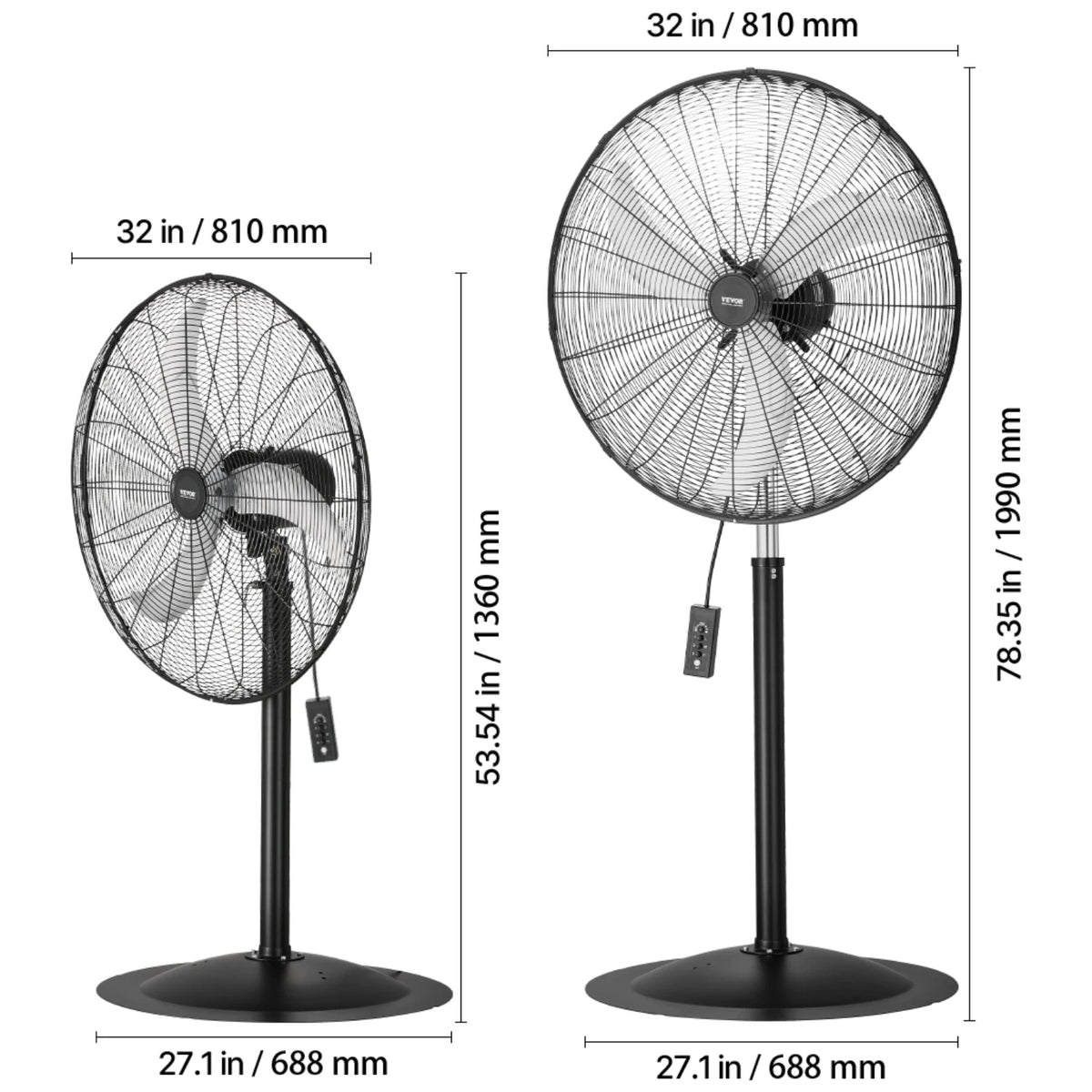 SucceBuy Industrial Oscillating Pedestal Fan With Remote Control