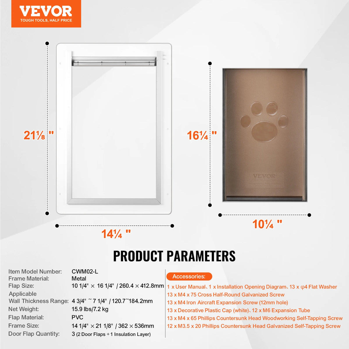 SucceBuy Metal Frame Pet Door With Lock And Weatherproof Flap