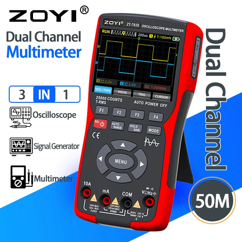 ZOYI ZT-703S Handheld Digital Oscilloscope Multimeter Signal Generator