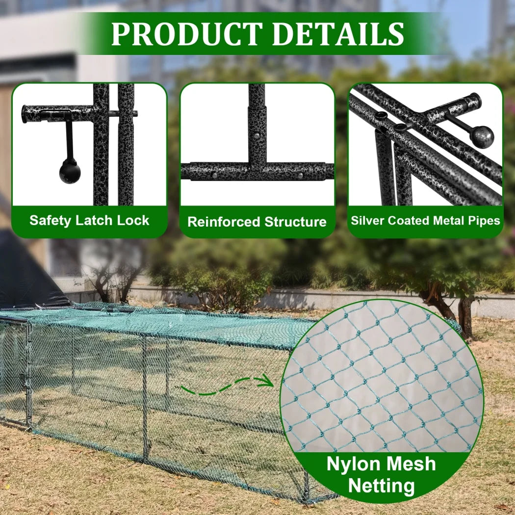 Large Chicken Coop Cage Outdoor Hen Poultry Cage Run Pen Fence Duck House with Nylon Netting Rabbit Hutch Run Nest Pet Cage