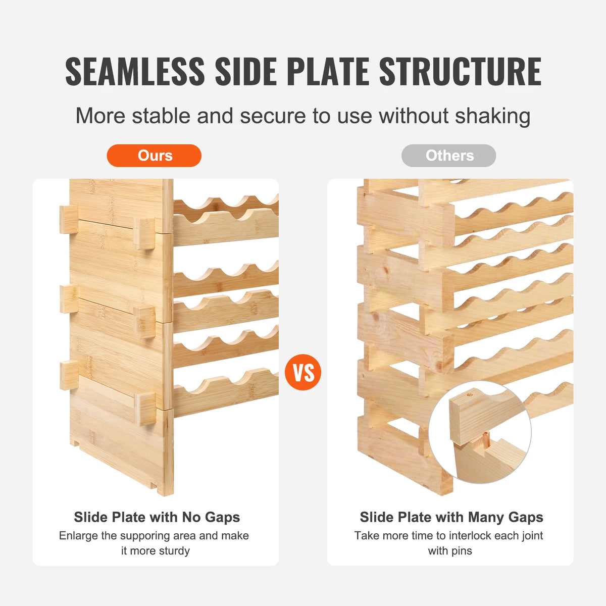 SucceBuy Stackable Bamboo Wine Rack Freestanding Modular Storage Shelf