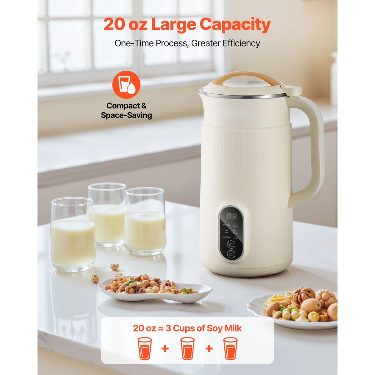 VEVOR 8 In 1 Nut Milk Maker With Self Cleaning Function