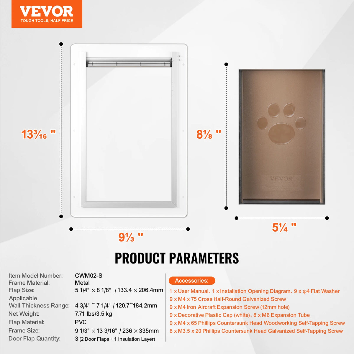 SucceBuy Metal Frame Pet Door With Lock And Weatherproof Flap
