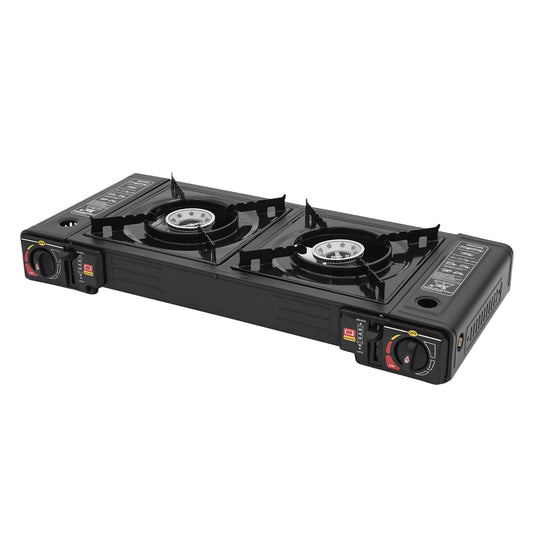 Portable Two Burner Gas Camping Stove With Storage Case