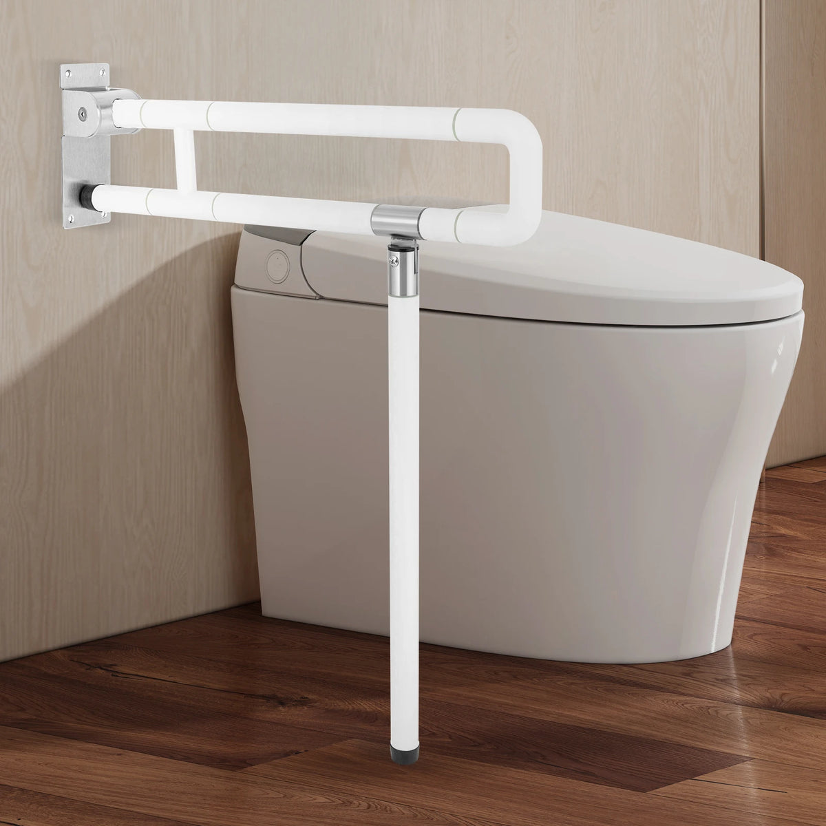 Foldable Metal Toilet Grab Bar With Non Slip Handrail Support