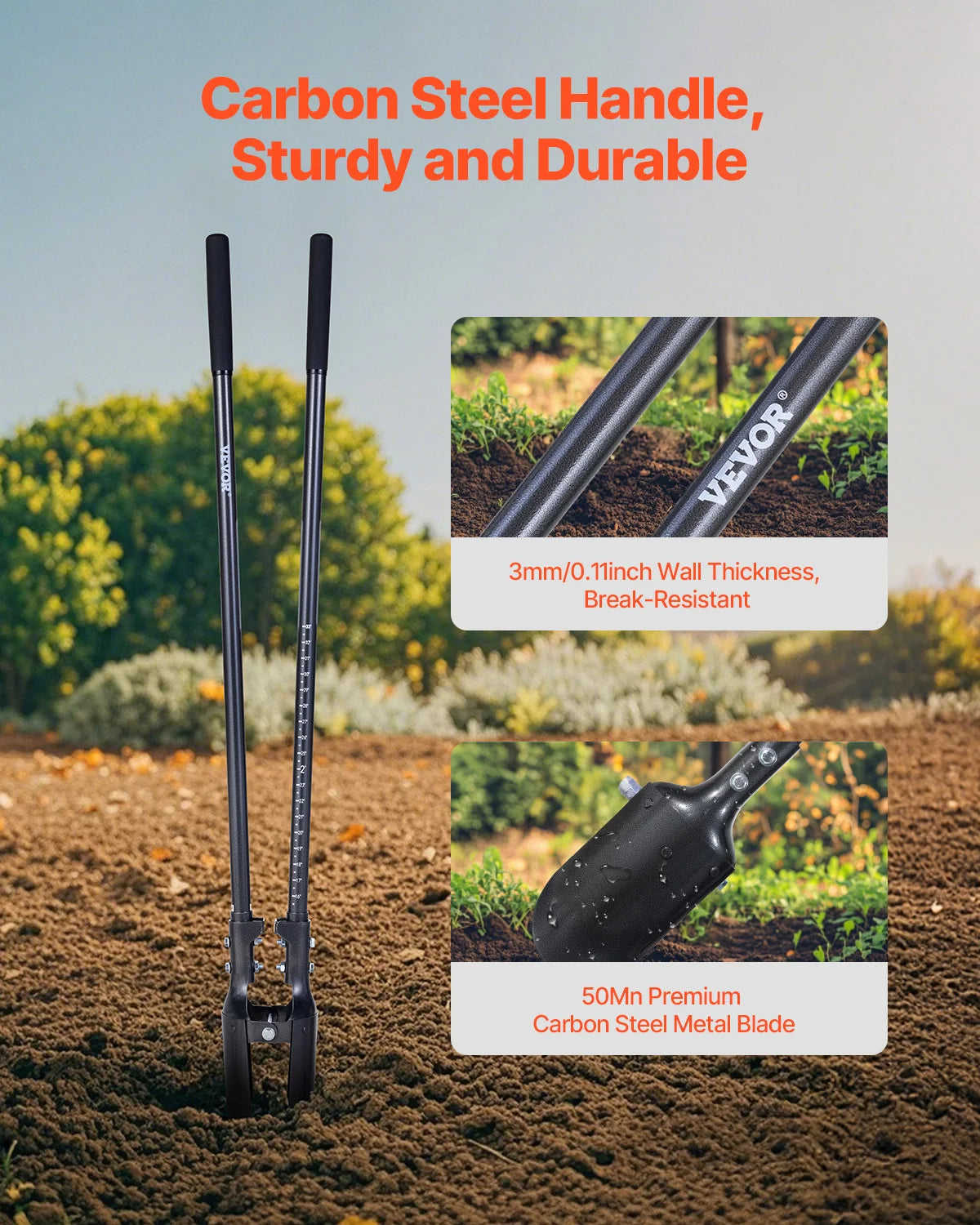 Heavy Duty Manual Post Hole Digger With Scale Markings