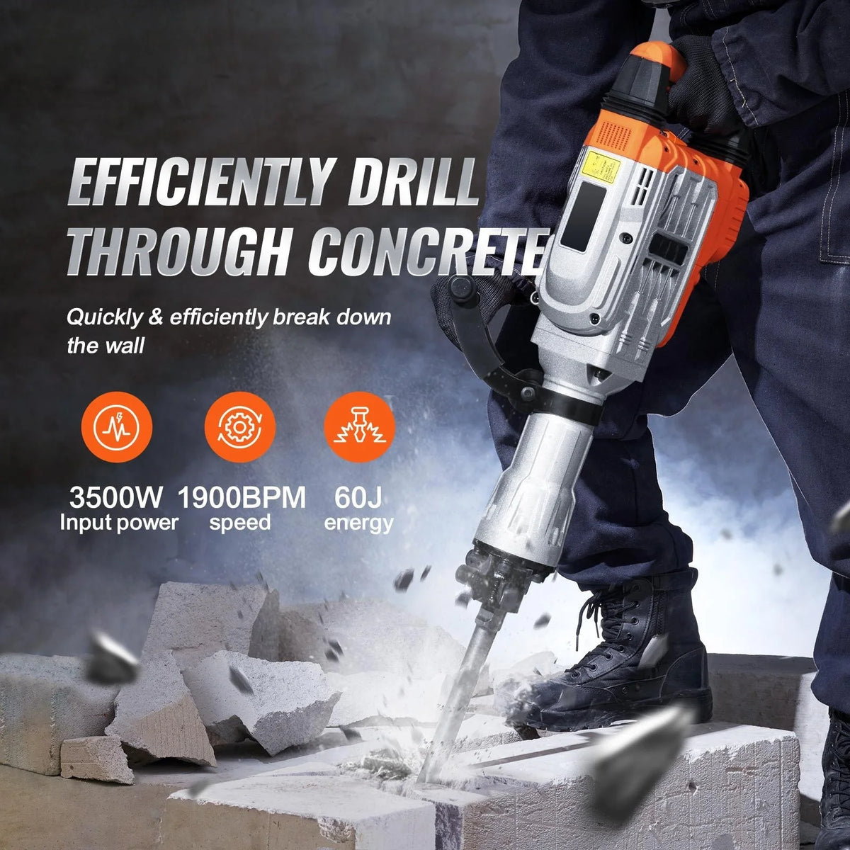 SucceBuy Heavy Duty Electric Demolition Jack Hammer Concrete Breaker