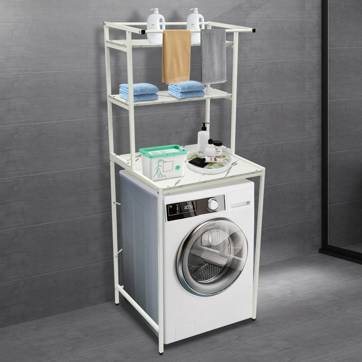 Over Washer And Dryer Three Tier Storage Shelf And Organizer