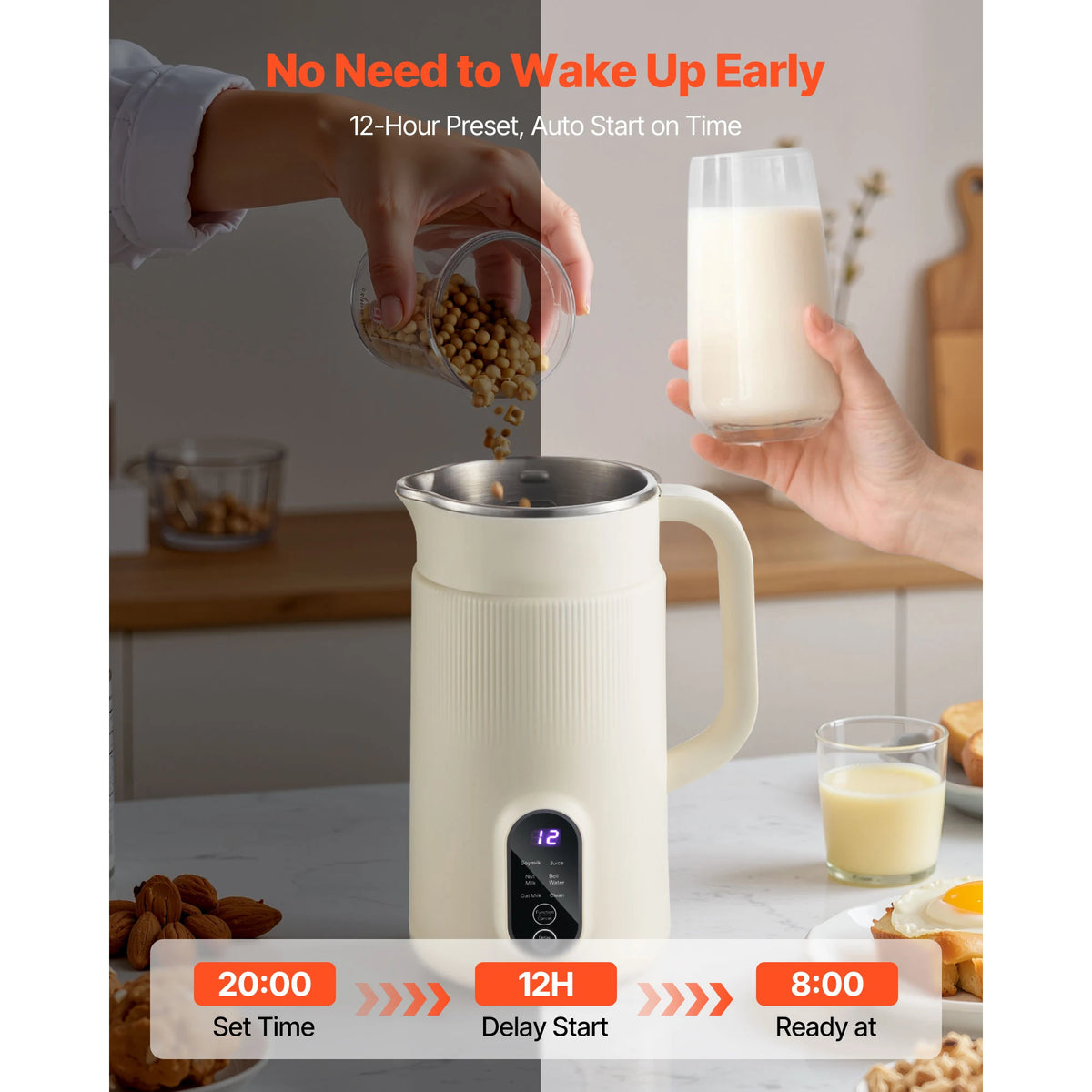 VEVOR 8 In 1 Nut Milk Maker With Self Cleaning Function