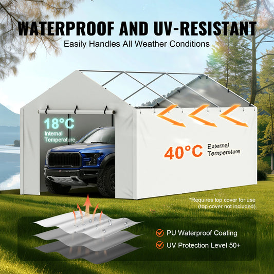 SucceBuy Carport Replacement  Garage Tent Shelter Tarp Heavy-Duty Waterproof & UV Protected.